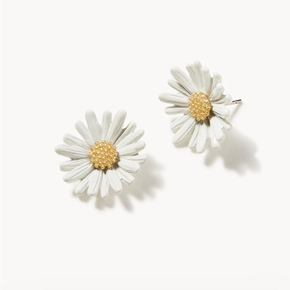 *NWT* Spartina 449 White and Gold Daisy Earrings